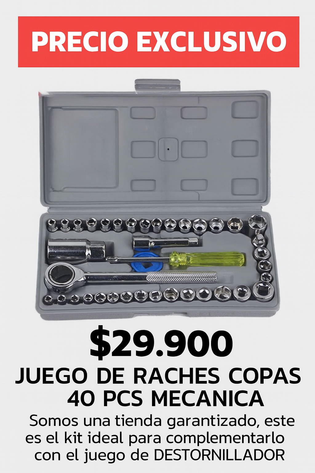 Juego De Raches Copas 40 Pcs Mecanica